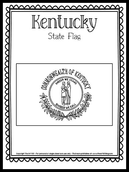 Kentucky State Flag Coloring Page {FREE Printable!} - The Art Kit Kentucky State Flower, Kentucky State Flag, Kentucky Flag, State Crafts, Flag Template, Flag Printable, Social Studies Unit, Coloring Page Free Printable, The 50 States