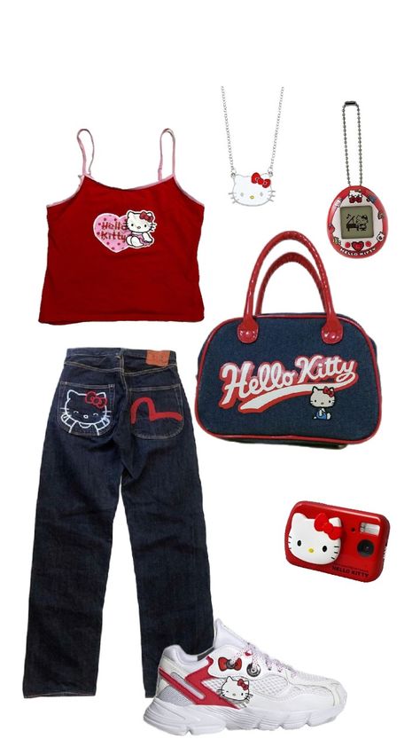 hello kitty outfit inspo #hellokittyoutfit #outfitinspo #outfit #downtowngirl #downtowngirloutfit #aesthetic #aestheticoutfit #y2k #y2koutfit Hello Kitty Outfits Y2k, Cute Hello Kitty Outfits, Hello Kitty Outfit Aesthetic, Hello Kitty Outfits, Hello Kitty Outfit, Wattpad Outfits, Y2k Japan, Kitty Outfit, Hello Kitty Y2k