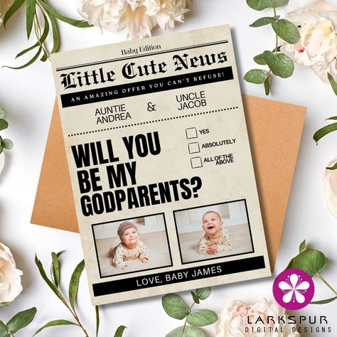 Invite your loved ones to be part of your baby's special day with our heartfelt godparent proposal gifts, perfect for asking the godmother and godfather to take on this cherished role at the christening! #GodparentProposal #BabyChristening #GodmotherGift #GodfatherGift #ChristeningCelebration #SpecialOccasion #NewbornBaptism #FamilyTradition God Parent Proposal Ideas, Godfather Proposal Ideas, Asking Godparents, Godfather Proposal, Godparent Proposal, Godfather Gifts, Christmas Card Set, Godmother Gifts, Carton Invitation