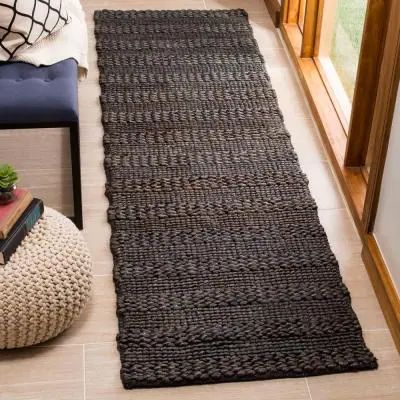 Natural Fiber Charcoal 2 ft. x 6 ft. Solid Runner Rug Jute Rug Runner, Jute Runner, Sisal Area Rugs, Braided Area Rugs, Braided Jute Rug, Safavieh Rug, Charcoal Rug, Solid Color Rug, Beach House Style