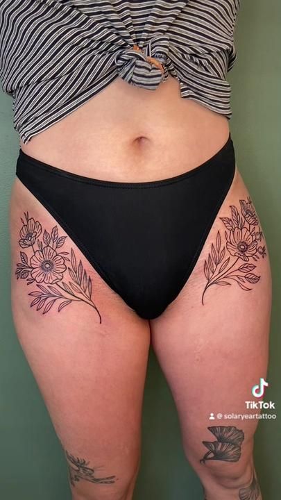 Hip Tattoos Symmetrical, Symetric Tattoo Ideas, Tattoo Ideas Hip, Symetric Tattoo, Symmetrical Hip Tattoos, Hippie Tattoo, Hip Tattoos, Hip Tattoo, Tattoo Inspo