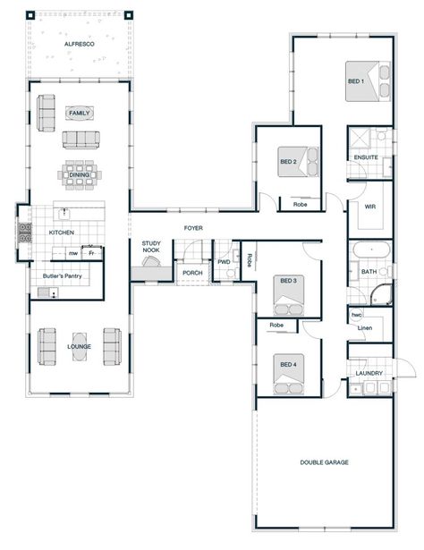 House With Wings Home Plans, H Plan House, H Shape House Plans, H Shaped House Exterior, New Build Plans, 2 Wing House Plans, H House Plans, House With Wings, H Shaped House