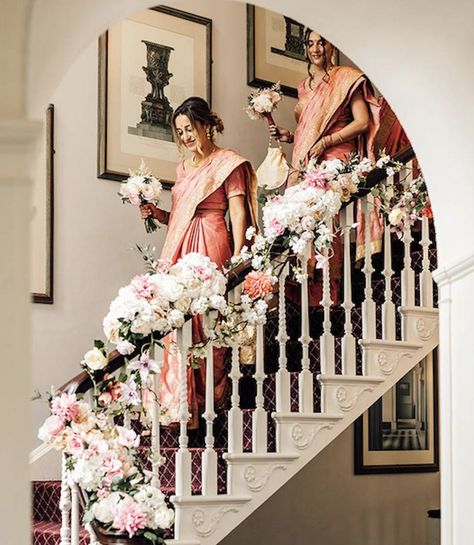 Taking a stroll down the grand staircase in our beautiful Essex wedding venue! You can't help but feel like a princess in a fairytale. Excitement and anticipation fill the air as you make your way to say "I do". Who else loves these photos of these stunning brides walking down our majestic staircase? 💍✨ Staircase Wedding Decor, Feel Like A Princess, Multicultural Wedding, Grand Staircase, A Princess, Wedding Venue, Feel Like, Fairy Tales, Wedding Venues