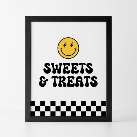 Retro Checker Happy Face Sweets and Treats Poster - tap, personalize, buy right now! #Poster #retro #birthday, #boy #black #and Checkered Baby Shower Ideas, Activity Bins, Skateboard Birthday, Baby 2024, Hotwheels Birthday Party, 2nd Birthday Party For Boys, Hot Wheels Party, Hot Wheels Birthday, Boy Black