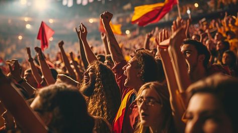 Joyful crowd cheering: Excited fans with upraised hands cheer passionately at a lively event under a warm, ambient light. #crowd #excitement #celebration #fans #cheering #event #concert #flags #aiart #aiphoto #stockcake https://ayr.app/l/85pQ Drawing Quotes, Ambient Light, Free Photos, Royalty Free Images, Victorious, Desi, Mood Board, Concert, Band