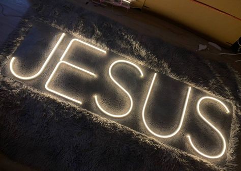 Jesus Neon Sign, Jesus Led Sign, Wall Decor, Catholic Neon Sign, Custom Neon Sign, Christmas Decor, Christian Led Lights, Best Gifts - #logo #logodesign #elegantlogo Led Words Lights Neon Signs, Christian Decorations, Led Sign Wall, Jesus Decor, Neon Signage, Business Mission, I Love You God, Bible Quotes Wallpaper, Christian Quotes God