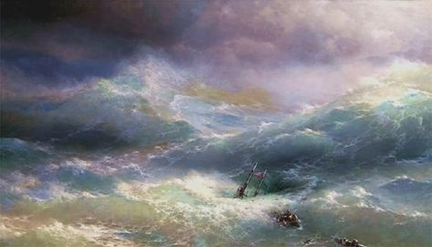 Ivan Aivazovsky. The Billowing Sea. 1889 #art No Wave, Ivan Aivazovsky, Marine Painter, Marine Artist, Behind Blue Eyes, Rough Seas, Marine Painting, Russian Painting, Marine Art