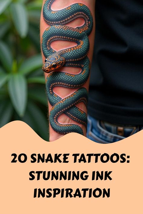 20 Snake Tattoos: Stunning Ink Inspiration Snake Men Tattoo Arm, Serpent Tattoos, Skull And Snake Tattoo, Unique Wrist Tattoos, Tramp Stamp Tattoos, Snake Tattoos, Serpent Tattoo, Snake Tattoo Design, Raven Tattoo