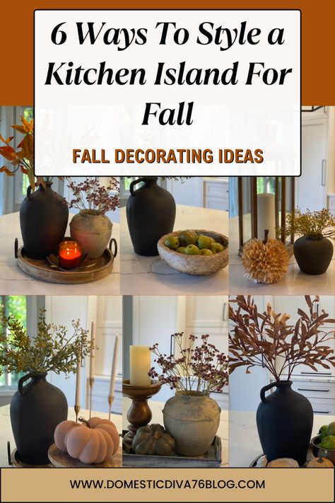 Thanksgiving Island Decor, Thanksgiving Kitchen Island Decor, Kitchen Island Fall Decor Ideas, Fall Island Decor, Kitchen Island Fall Decor, Fall Kitchen Island Decor, Interior Delights, Autumn Ambiance, Diy Vases