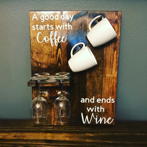 DIY coffee mug/ wine glass holder Diy Wine Glass Holder, Coffee Mug And Wine Glass Holder, Wood Wine Glass Holder Diy, Pallet Mug Holder, Wine Glass Holder Diy, Rake Wine Glass Holder Rustic, Wooden Wine Bottle And Glass Holder, Coffee Mug Holder, Coffee Cup Holder