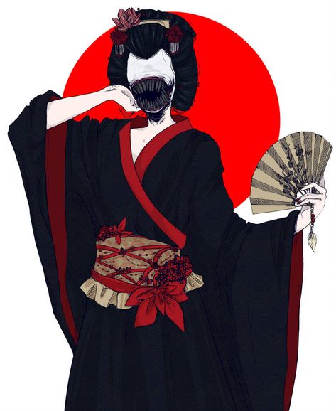 Ohaguro Bettari: Japanese Mythology by Wolf-Fram Japanese Urban Legends, Japanese Yokai, Photo Manga, Japanese Legends, Japanese Art Modern, Japanese Mythology, The Mimic, Japanese Horror, Geisha Art