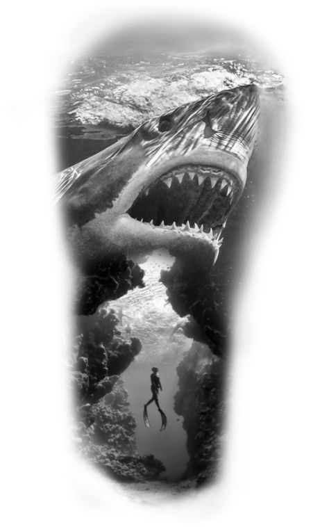 Shark Tattoo Design, Sea Tattoo Sleeve, Hai Tattoo, Underwater Tattoo, Ocean Sleeve Tattoos, Bald Eagle Tattoos, Memorial Tattoo Ideas, Jungle Tattoo, Sleeve Tattoos For Guys