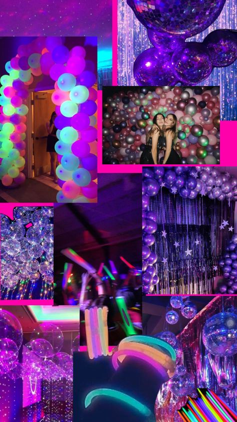 Neon Lights Homecoming, Prom Theme 30th Birthday, Cool Prom Themes Ideas, Rave Homecoming Theme, Neon Night Prom Theme, Themes For Homecoming Dance, Night Club Prom Theme, Prom Inspo Decoration, Party Aesthetic Theme Ideas