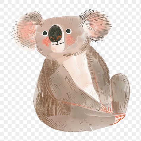 Koala Illustration Cute, Koala Aesthetic Cartoon, Australian Animals Illustration, Koala Aesthetic, Koala Cartoon, Cute Australian Animals, Aesthetic Pngs, Koala Illustration, Koala Drawing