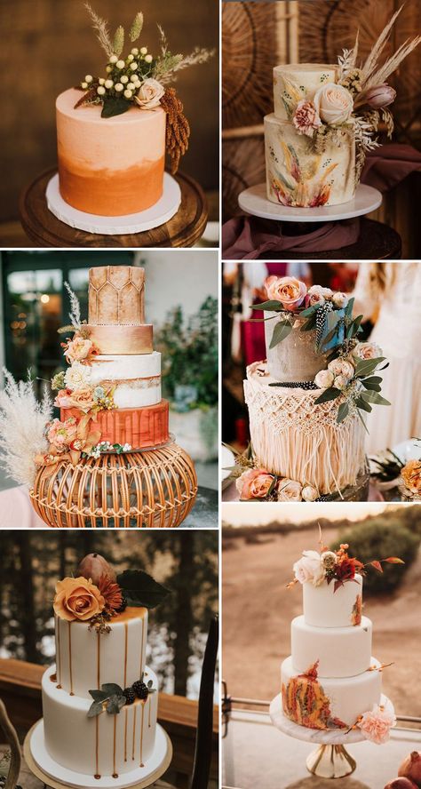 Bohemian Cake Design, Fall Wedding Cake 1 Tier, Fall Wedding Shower Cake Ideas, Boho Cakes Birthdays, Rustic Birthday Cake For Women, Boho Wedding Shower Cake, Boho Cakes Ideas, Fall Wedding Cake Designs, Pretty Fall Cakes