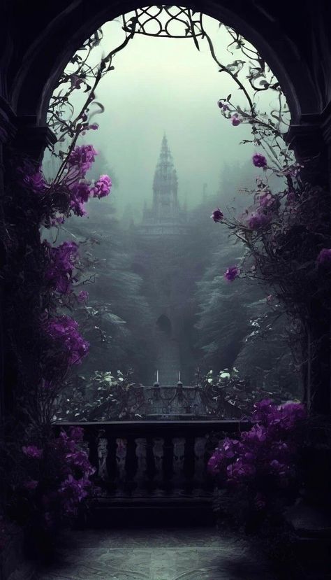 Gothic Places Aesthetic, Gothic Fantasy Landscape, Gothic Fairytale, Facts About Halloween, Gothic Landscape, Purple Gothic, Dark Castle, Dark Fairytale, Halloween Facts