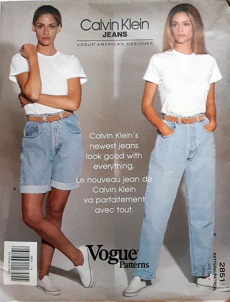 1991 Vogue 2851 Calvin Klein Denims Sz-small Stitching Sample - Etsy Check more at https://howcandothis.com/manstyle/1991-vogue-2851-calvin-klein-denims-sz-small-stitching-sample-etsy/ Old School Fashion 90s, Ck Photoshoot, 80s Trousers, 1980s Trends, Calvin Klein Shoot, 1980s Outfits, 1980s Women, 90s Calvin Klein, Fashion 1980s