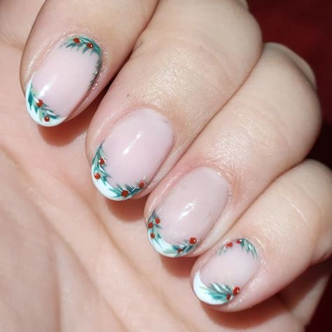 Christmas holiday holly french tip holiday nails French Tips, Festive Holiday, Holiday Festival, Christmas Nails, Twist, Festival, Nails, Christmas, Quick Saves