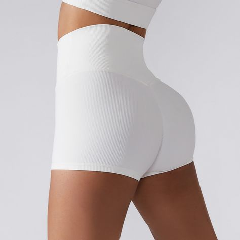 Pilates Gym, White Gym, Hip Lifts, Sport Tights, Ribbed Shorts, Activewear Fashion, Pant Length, Yoga Shorts, Gym Shorts