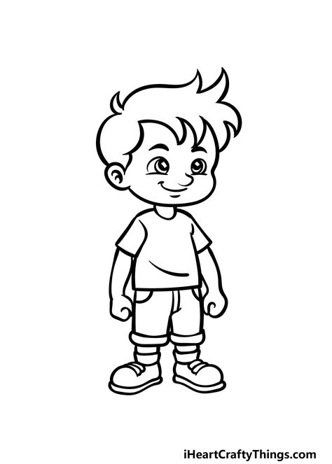 Easy Boy Drawing, Boy Drawing Easy, Cartoon Drawings Easy, Boy Cartoon Drawing, Cartoon Drawing Images, Boy And Girl Drawing, Easy Pictures To Draw, Dibujo Simple