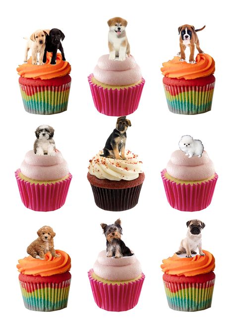 Dogs Cake, 15th Birthday Cakes, Edible Wafer Paper, Puppy Cake, Wafer Paper Cake, Edible Toppers, Dog Cake Topper, Dog Cakes, Decorator Icing