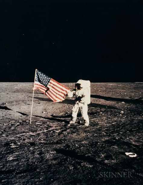 Alan Bean (American, b. 1932)  Pete Conrad and the American flag on the Ocean of Storms, Apollo 12, November 1969. Auction: 3048M | Lot: 266 | Estimate: $2,000-3,000 Space Nasa Photos, Nasa Aesthetic, Nasa Posters, Nasa Wallpaper, Apollo Space Program, Space Aesthetic, Vintage Nasa, Nasa Photos, Carina Nebula