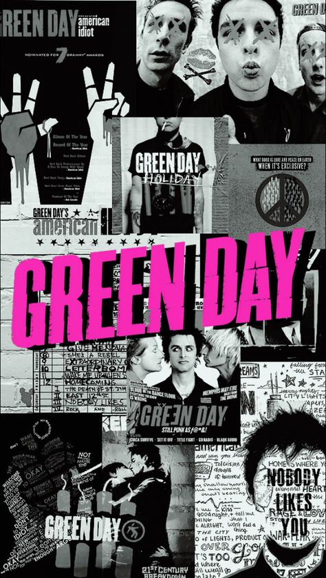 Green Day Phone Wallpaper, Green Day Wallpaper Iphone, Green Day Aesthetic, Punk Rock Wallpaper, Green Day Wallpaper, Green Day Poster, Rock Collage, Billy Joe Armstrong, Green Day Band