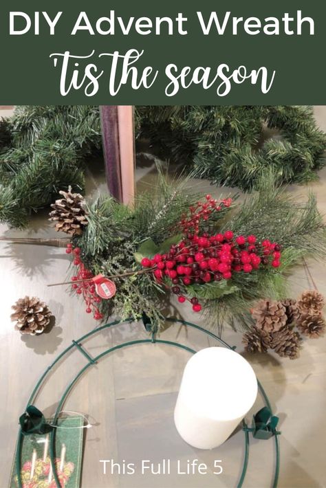 Homemade Advent Wreath Diy, Advent Wreath Diy Ideas, Simple Advent Wreath Diy, Advent Candles Wreath, German Advent Wreath Diy, Diy Advent Wreath Simple, How To Make Advent Wreath, Advent Wreath Ideas Diy, Advent Wreaths Diy