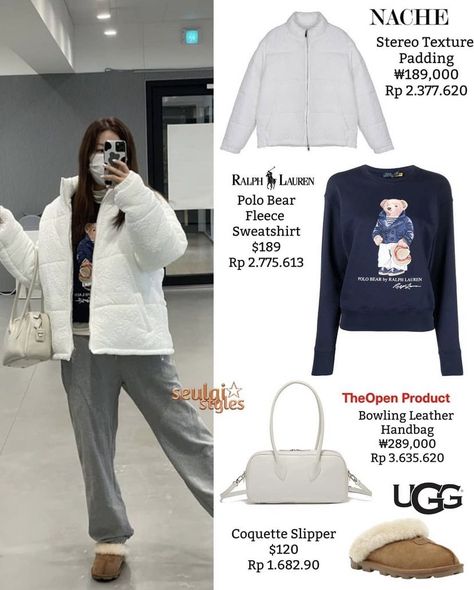 Ugg Coquette Slippers Outfit, Ugg Coquette Slippers, Anger Art, Ugg Coquette, Slippers Outfit, Idol Fashion, Silly Things, Polo Bear, Kpop Fashion Outfits