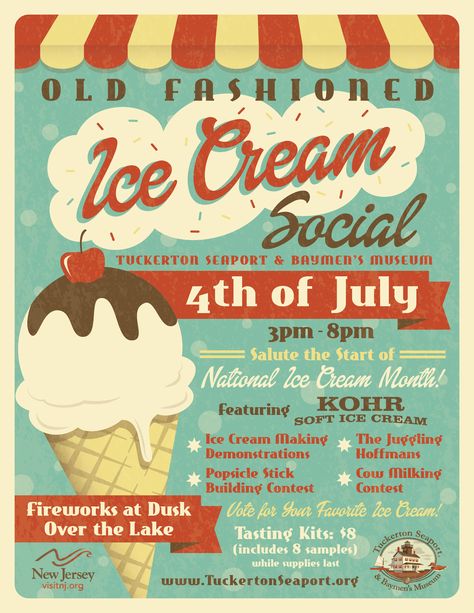 Ice Cream Festival, National Ice Cream Month, Ice Cream Menu, Old Fashioned Ice Cream, Menu Illustration, Ice Cream Poster, Poster Sport, Fundraiser Flyer, Flyers Design