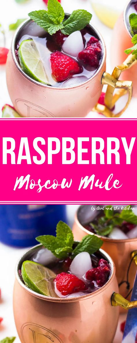 Raspberry Moscow Mule - Girl and the Kitchen Moscow Mule Drink Recipes, Fun Beverages, Moscow Mule Drink, Raspberry Drink, Fancy Foods, Raspberry Cocktail, Moscow Mule Cocktail, Moscow Mule Recipe, Mule Cocktail