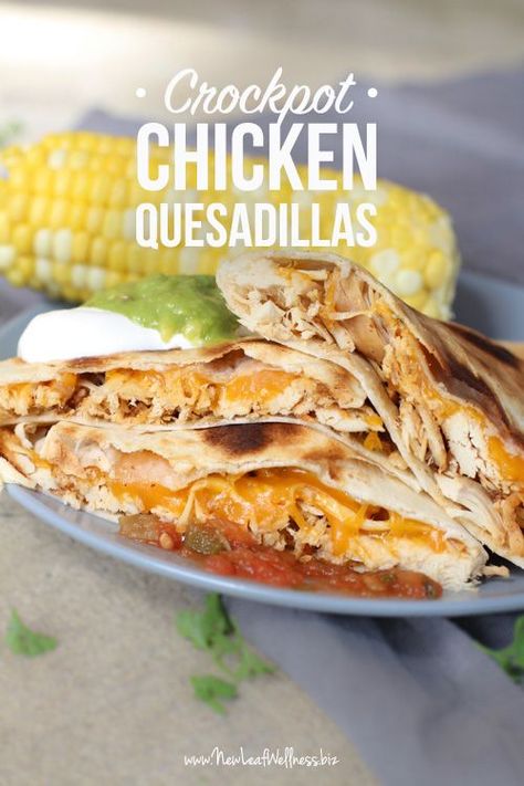 Crockpot Shredded Chicken Quesadillas | The Family Freezer Chicken Quesadillas Crockpot, Chicken Quesidillas, Shredded Chicken Quesadillas, Crockpot Shredded Chicken, Chicken In The Crockpot, The Family Freezer, Family Freezer, Shredded Chicken Crockpot, Chicken Quesadilla Recipe