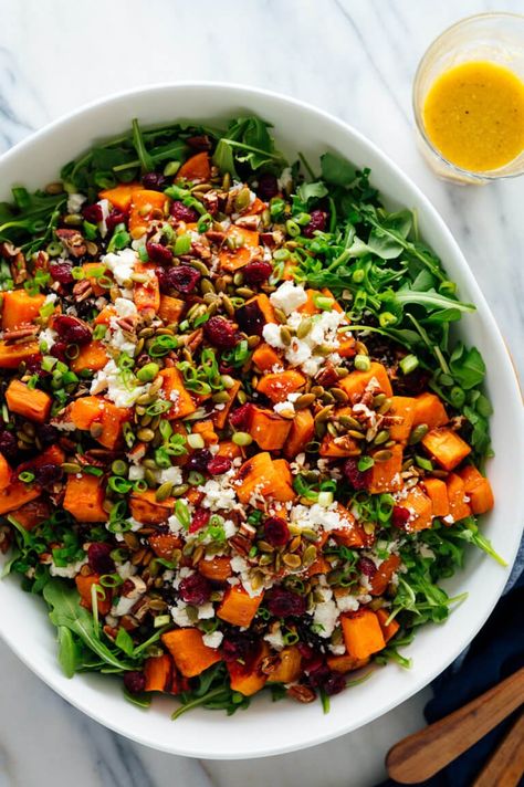 Sweet Potato Arugula, Giant Salad, Salad With Ginger Dressing, Wild Rice Salad Recipe, Rice Salad Recipes, Sweet Potato Salad, Wild Rice Salad, Resep Salad, Ginger Dressing