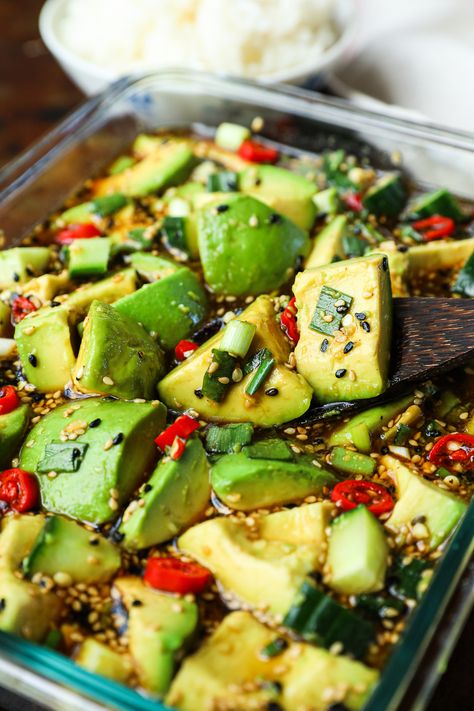 Marinated Avocado, Asian Avocado, Asian Marinade, Avocado Recipe, Seonkyoung Longest, Tuna Avocado, Rabbit Food, Tasty Bites, Avocado Recipes