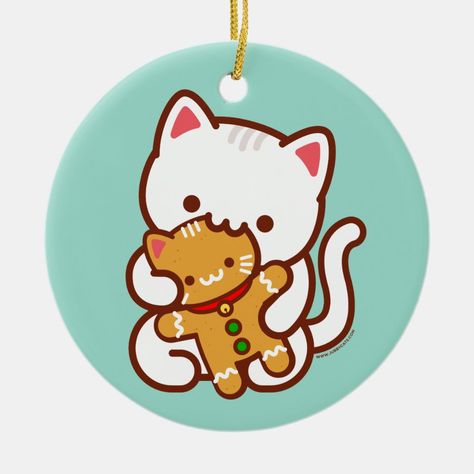 Christmas Ornament - Hungry Kitty Gingerbread Cat Gender: unisex. Age Group: adult. Cat Gingerbread, Christmas Cat Cartoon, New Years Cat, Gingerbread Cat, Christmas Cat Illustration, Gingerbread Drawing, Christmas Cat Drawing, Christmas Kawaii, Christmas Cat