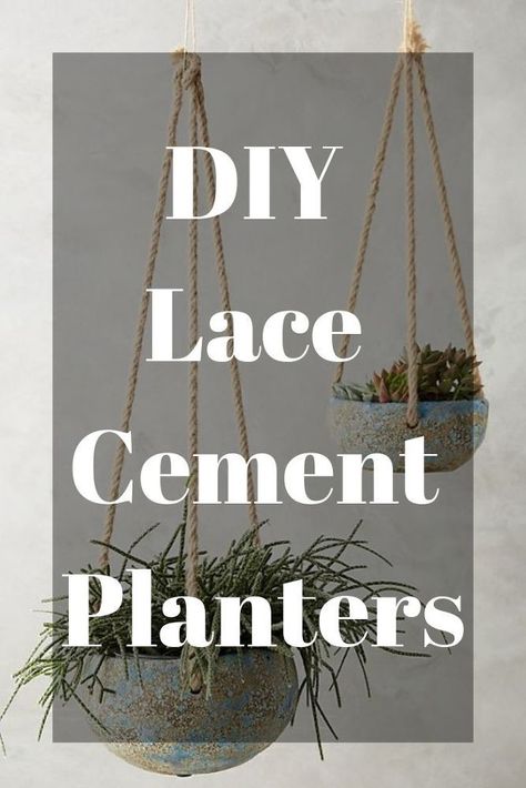 How to Make DIY Pretty Lace Cement Planters- Inspired by Anthropologie? Create a beautiful lace cement planters on a budget. Who doesn't love a good bargain and some beautiful home decor? #diy #cement #concrete #planters #diyhomedecor #hometalk #concreteprojects #cementprojects Concrete Lace Diy, Cement Candle Holders, Paint Stir Sticks, Diy Cement, Plant Containers, Concrete Ideas, Bubble Painting, Cement Planters, Dyi Projects