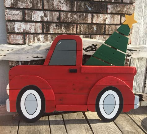 Large Red Truck Christmas Sign /wooden Red Truck /christmas | Etsy Truck Christmas Decor, Christmas Truck With Tree, Red Christmas Truck, Pallet Tree, Wood Yard Art, Red Truck Christmas, Pallet Christmas Tree, Christmas Yard Art, Pallet Christmas