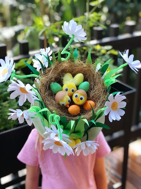 Easter Bonnet Hat Ideas, Spring Hats For Kids Diy, Diy Easter Bonnets Ideas, Easter Hat Parade Ideas Schools, Easter Hat Parade Ideas, Easter Bonnet Ideas, Girls Easter Bonnet, Easter Bonnet Competition, Easter Hat Parade