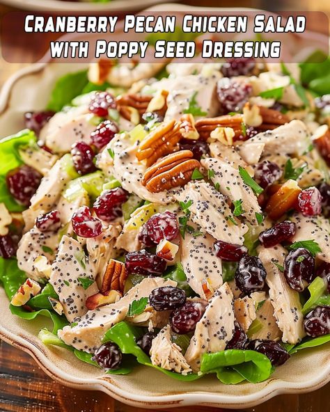 Cranberry Pecan Chicken Salad with Poppy Seed Dressing – Foodyhealthylife Yay Recipes, Cranberry Pecan Chicken Salad, Chicken Zucchini Bake, Salad With Poppy Seed Dressing, Thai Crunch Salad, Cranberry Chicken Salad, Pecan Chicken Salads, Cranberry Chicken, Pecan Chicken