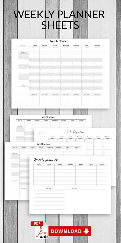 Weekly Task Planner, Weekly Planner Sheets, Horizontal Weekly Planner, Work Planning, Weekly Planner Free Printable, Weekly Hourly Planner, Weekly Organizer, Weekly Planner Inserts, Daily Schedule Planner