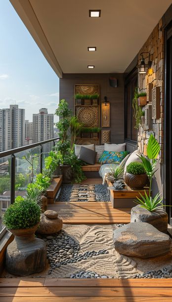 10 Fabulous and Creative Balcony Garden Ideas to Inspire You Patio Garden Inspiration, Balcony Rock Garden, Apartment Greenhouse Balcony, Zen Balcony Ideas Apartment, Condo Terrace Ideas, Home Garden Design Small Balcony Ideas, Rooftop Balcony Ideas, Outdoor Balcony Ideas Houses, Urban Balcony Garden