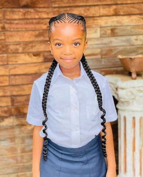 kid's hairstyle Girls Cornrow Hairstyles For Kids, Mama Hairstyle, Maddie Hairstyles, Kids Back To School Hairstyles Black, Simple Hairstyles For Kids, Free Hand Hairstyles, Braided Ponytail Black Hair, Girls Cornrow Hairstyles, Hair Cornrows