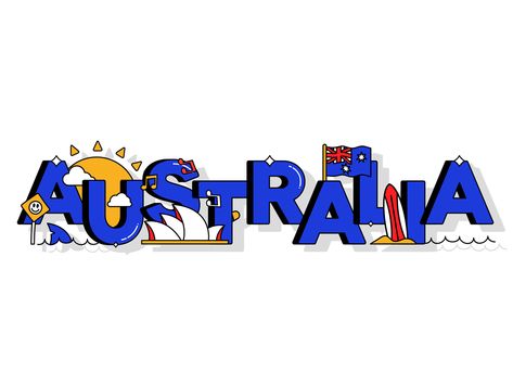 AUSTRALIA 🇦🇺🦈🏄🏽‍♂️😊 by Mat Voyce Mat Voyce, Holiday Infographic, Australia Logo, Kids Party Crafts, Holiday Gif, David Carson, Happy Australia Day, Black Goat, Work In Australia