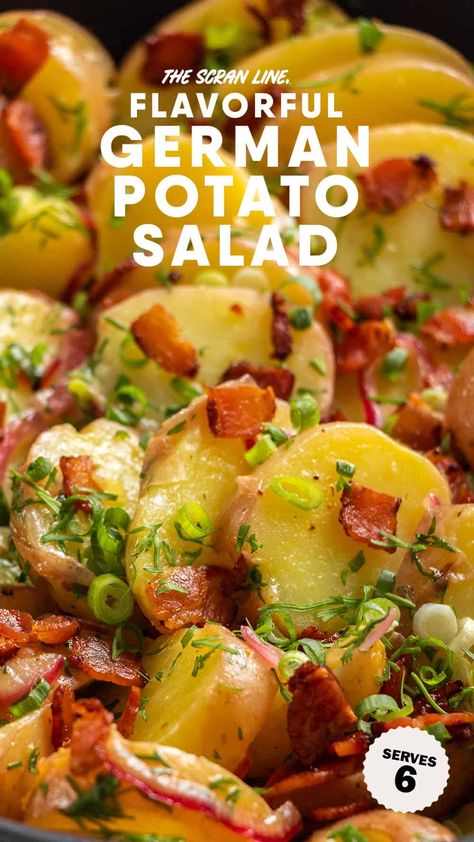 German Potato Salad Recipe Canning German Potato Salad, German Potatoe Salad Recipe, Cold German Potato Salad Vinegar, Potato Salad No Mayo German, Potatoe Salad Dressing Homemade, Crockpot German Potato Salad, Vegan German Potato Salad, German Potatoes Salad, German Potato Salad Recipe Authentic