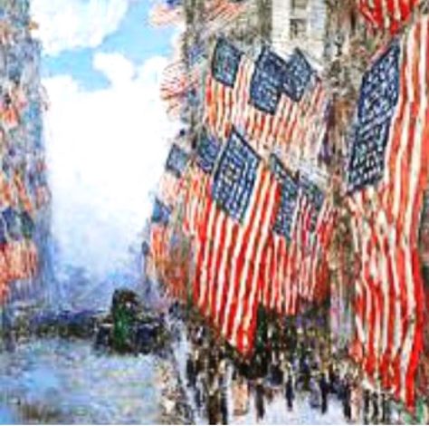 Kathryn Leeds on Instagram: “Childe Hassam “Fourth of July, 1916” ~ trying to dig deep, and muster up some patriotism for this holiday, and remember all that’s…” Frederick Childe Hassam, Patriotic Art, Childe Hassam, Office Artwork, Flag Painting, Flag Art, The Fourth Of July, Painting Medium, Art Office