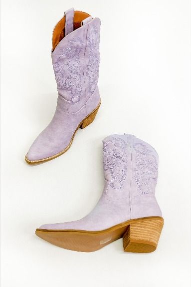 "Adela-05" Western Boot, pointed toe boot, western cowboy boot, lilac boot, mid-calf western boot Purple Cowboy Boots, Lsu Gameday, Lsu Game, Football Game Outfit, Nashville Trip, Zach Bryan, Pointed Toe Boots, Preppy Aesthetic, Western Boot