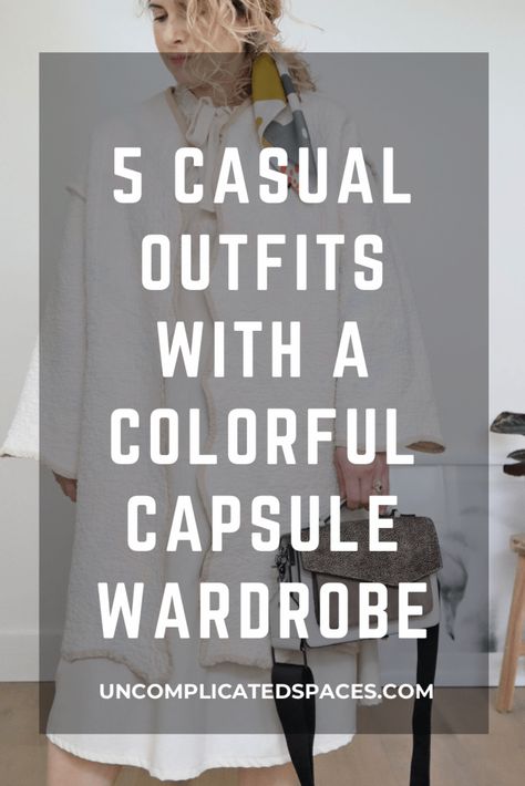 5 Casual Outfits with a Colorful Capsule Wardrobe #3 - Uncomplicated Spaces Colour Capsule Wardrobe, Unique Capsule Wardrobe, Capsule Wardrobe Colorful, Colorful Capsule Wardrobe, Leopard Print Boots, Minimal Wardrobe, Colorful Outfits, Small Wardrobe, Fast Fashion Brands