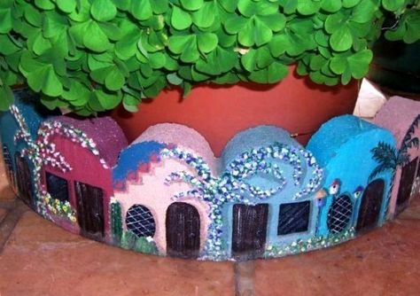 Concrete Tree, Painted Bricks Crafts, Terracotta Garden, Gnomes Garden, Painted Pavers, Brick Crafts, Playful Painting, Garden Pavers, Whimsical Garden Art