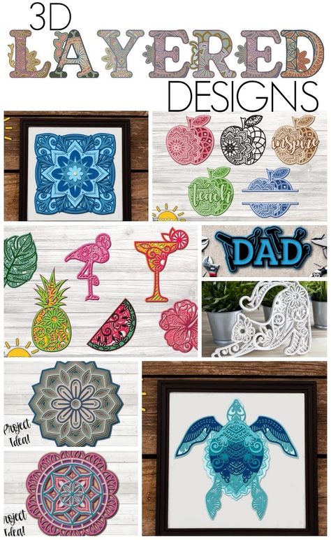 Cricut Paper Crafts Projects, 3d Paper Art Cricut, Free Layered Svg Files Vinyl, Cricut Shadow Box Projects, Circuit Gifts Ideas, Shadow Box Layered Paper Art, 3d Layered Svg Free, Mandala Cricut Design Free, Layered Cardstock Cricut Projects Free