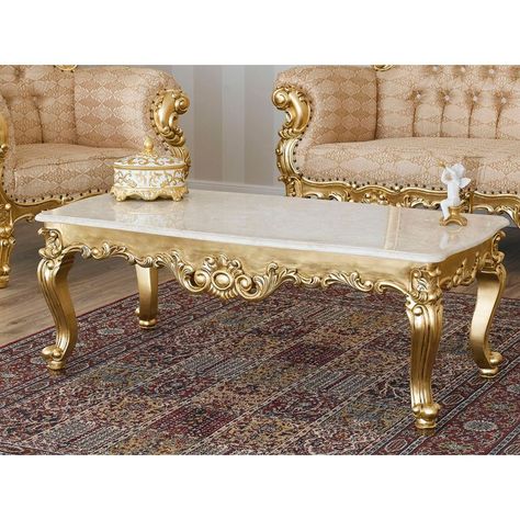 Modern Baroque, Baroque Decor, French Baroque, Classical Furniture, Super King Size Bed, Home Coffee Tables, Style Baroque, Deco Salon, Wood And Marble